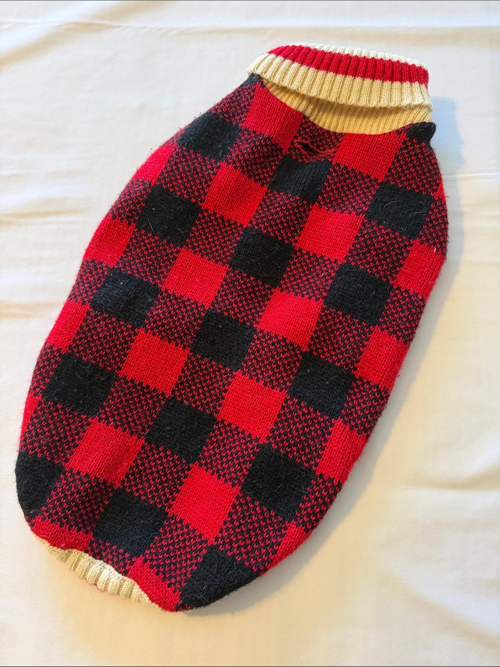 Bailey & Bella Red & Black Buffalo Plaid Knit Dog Sweater Large